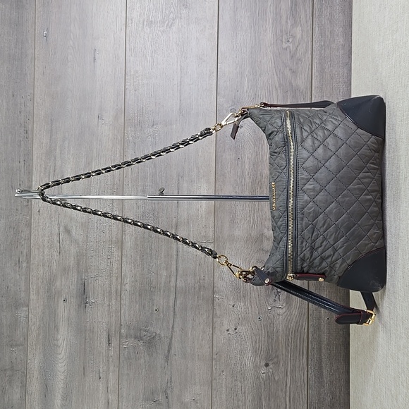 MZ Wallace Gray Quilted Nylon Leather Crossbody Shoulder Bag - Picture 1 of 13